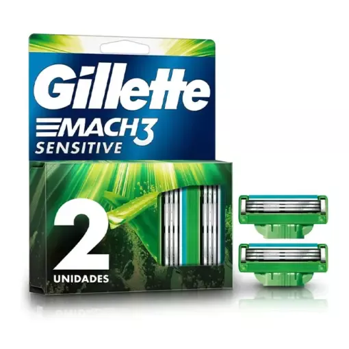 Carga Aparelho de Barbear Gillette Mach3 Sensitive - 2 Unidades