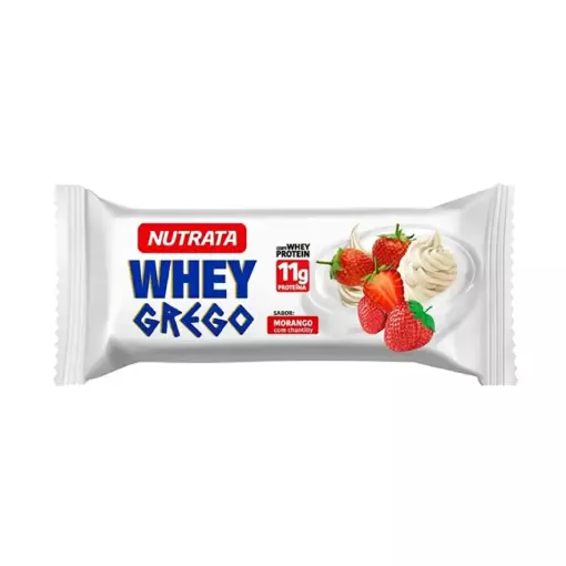 Barra Proteína Whey Grego Bar Sabor Morango - 40g Nutrata